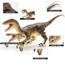 Brinquedos de dinossauro de controle remoto crianças rc caminhada elétrica jurássico simulação de dinossauro brinquedo velociraptor com luz led e rugido